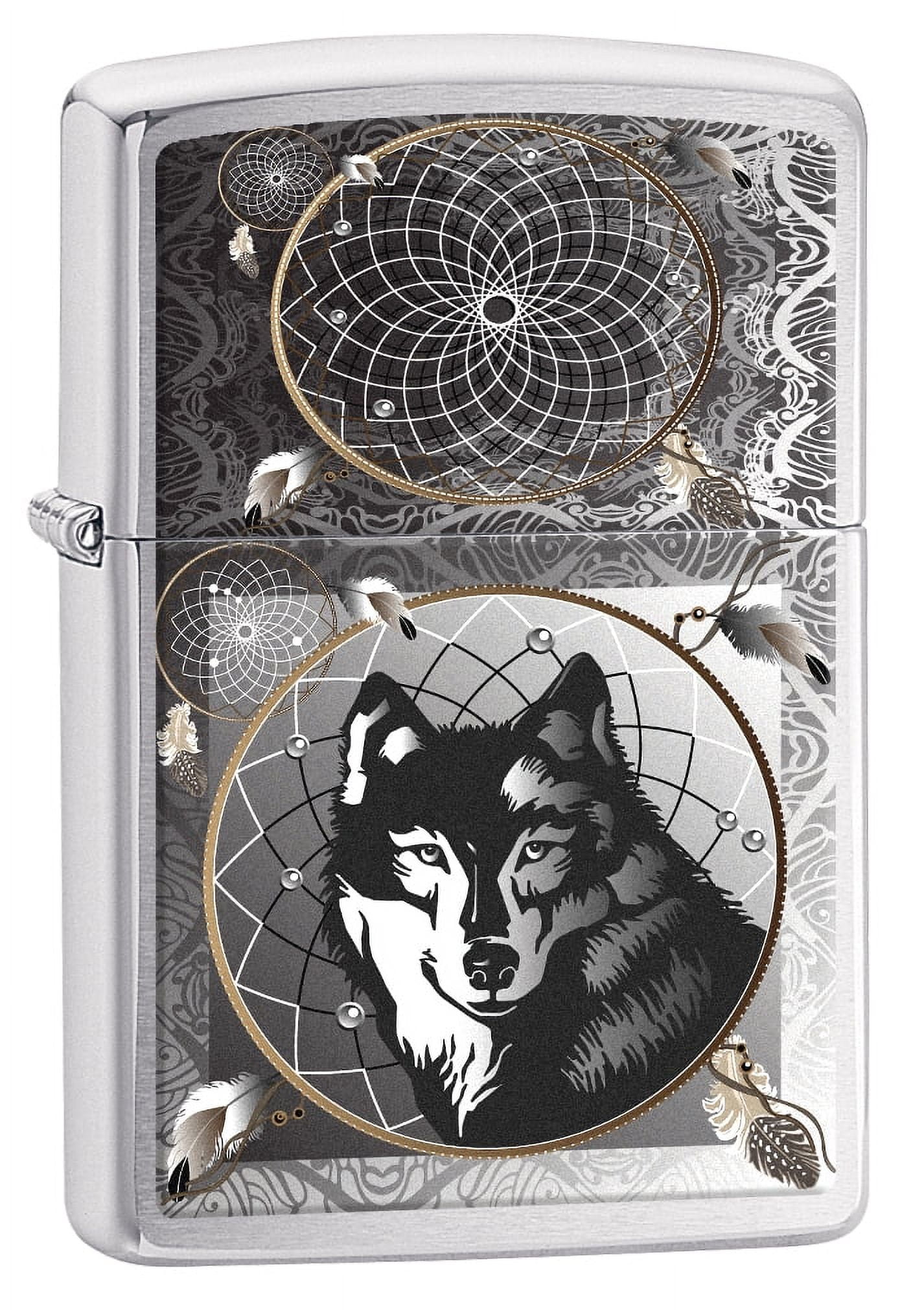 Zippo Lighter Wolf Dreamcatcher Brushed Chrome