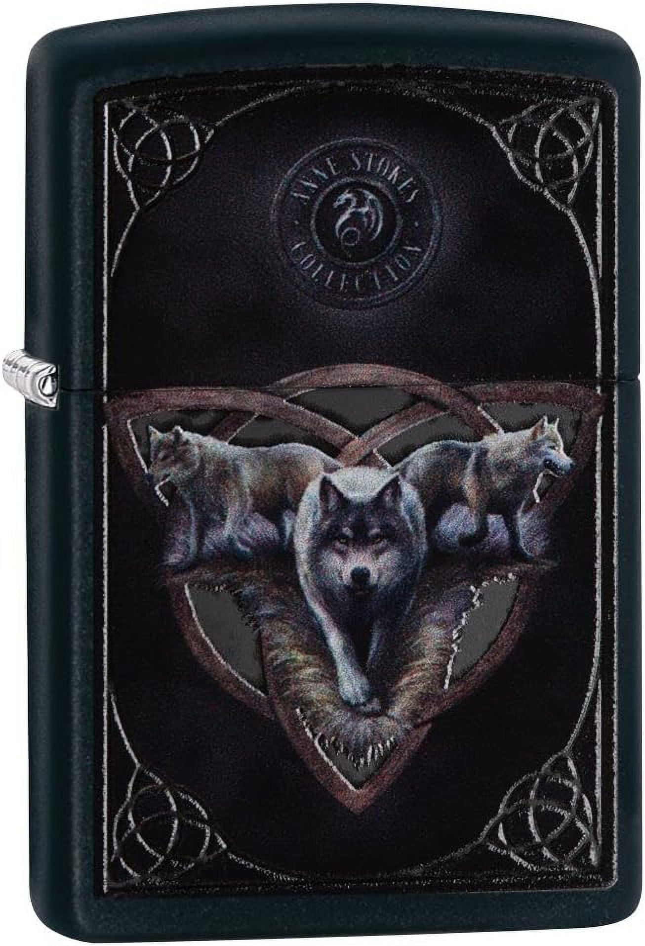 Zippo Lighter- Wolf Wolves Triquetra Black Matte Windproof Lighter #Z5176