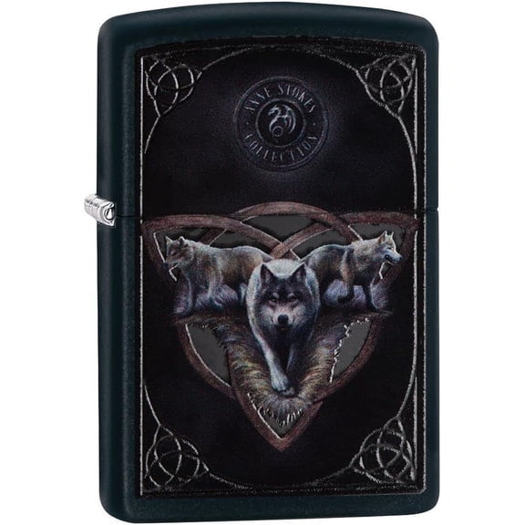 Zippo Lighter- Wolf Wolves Triquetra Black Matte Windproof Lighter #Z5176