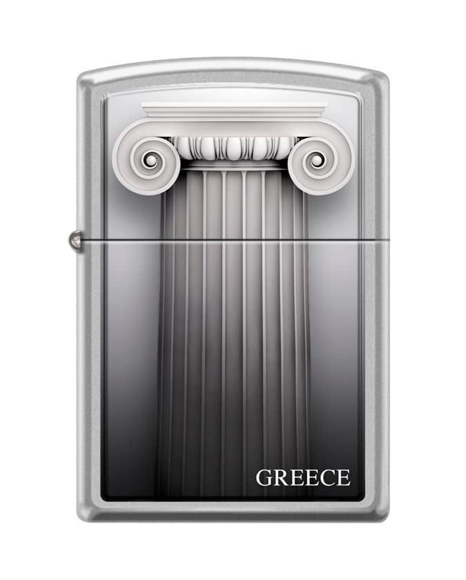 Zippo Lighter- World Country Map Flag Windproof Lighter (Greece Greek Column Z5375)