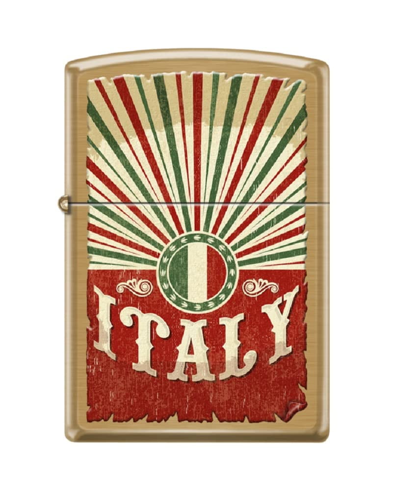 Zippo Lighter- World Country Map Flag Windproof Lighter (Italy Vintage #Z6017)