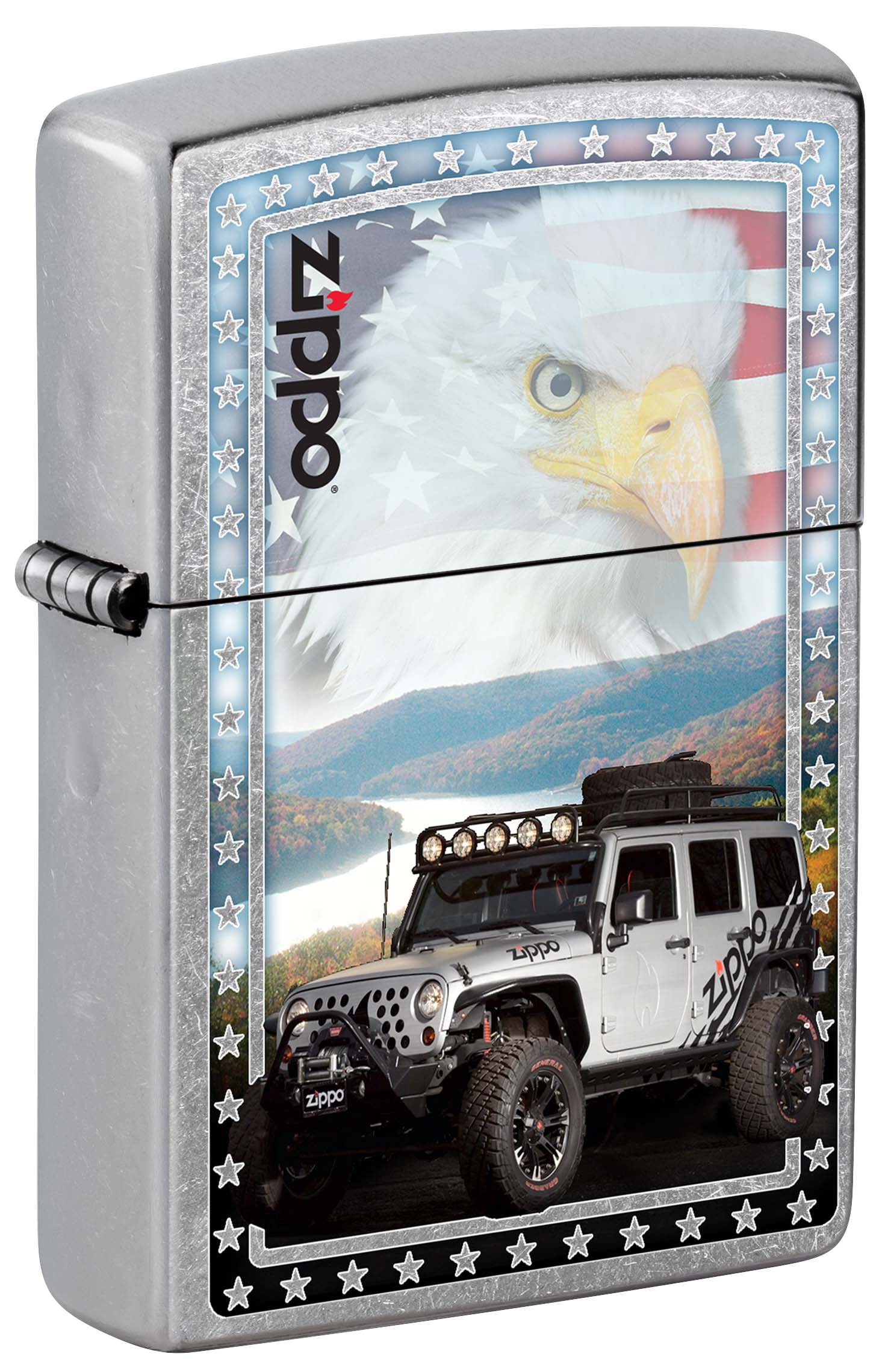 Zippo Lighter: Zippo Jeep with American Flag - Street Chrome Zippo Lighter: Zippo Jeep with American Flag - Street Chrome