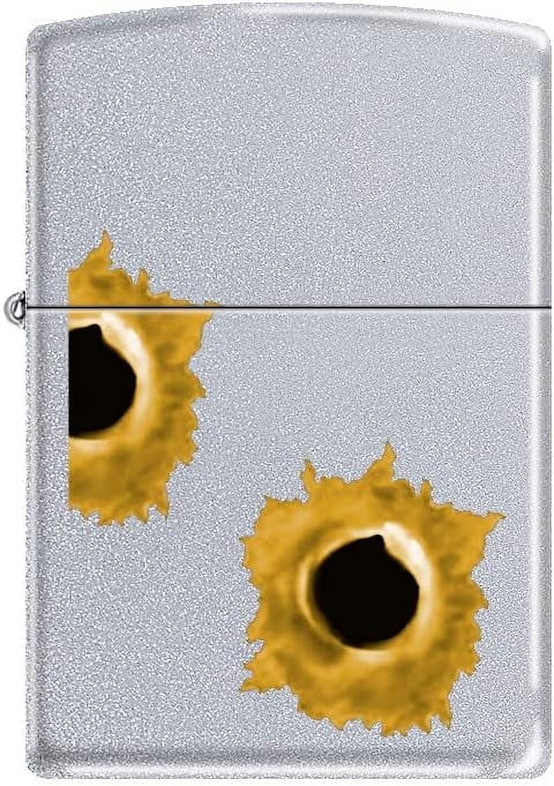 Zippo Lighter -for Barrett Smythe Bullet Holes Satin Chrome Lighter #Z5343
