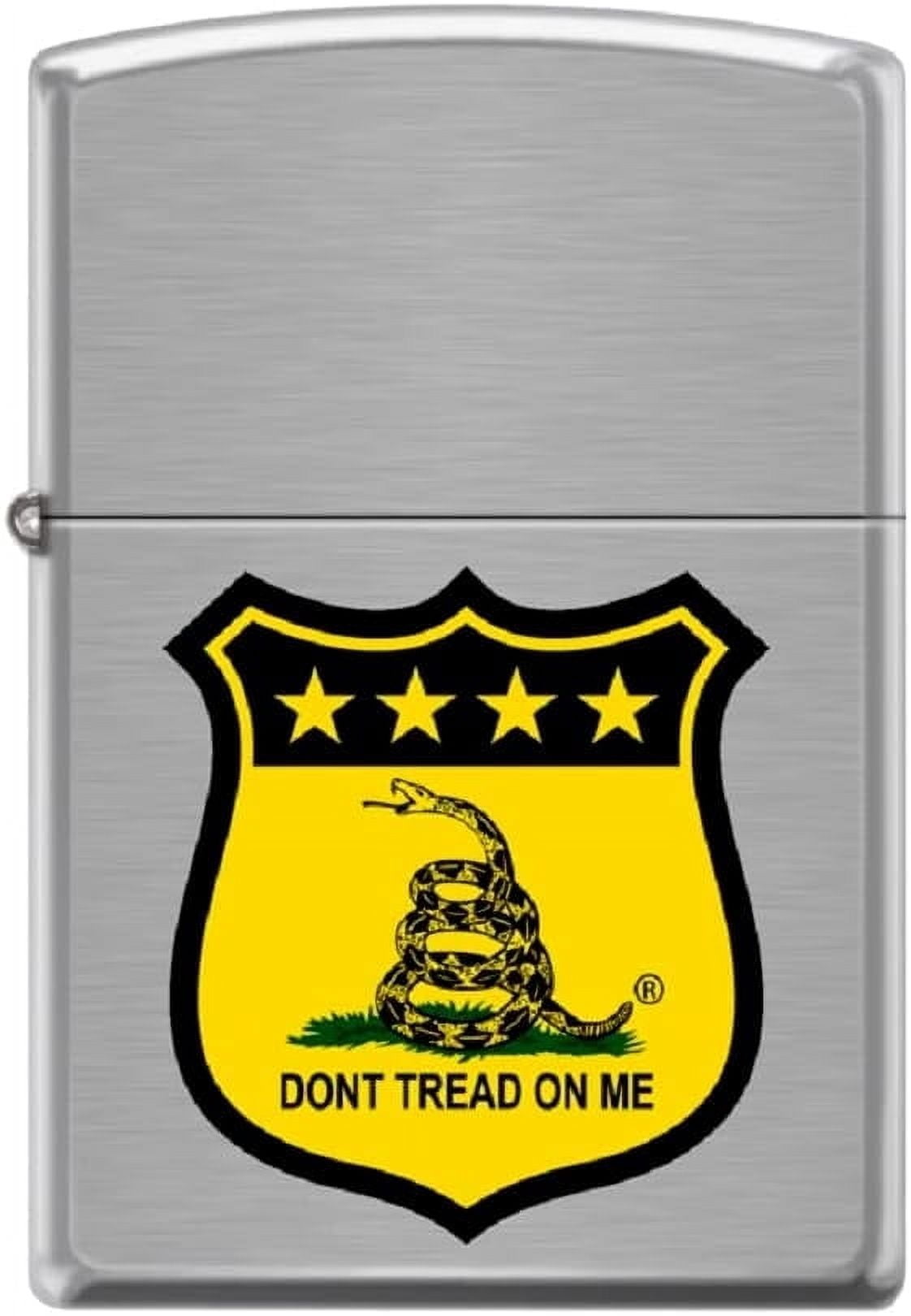 Zippo Lighter -for Don't Tread On Me Flags Stars Snake Satin Chrome #Z5342