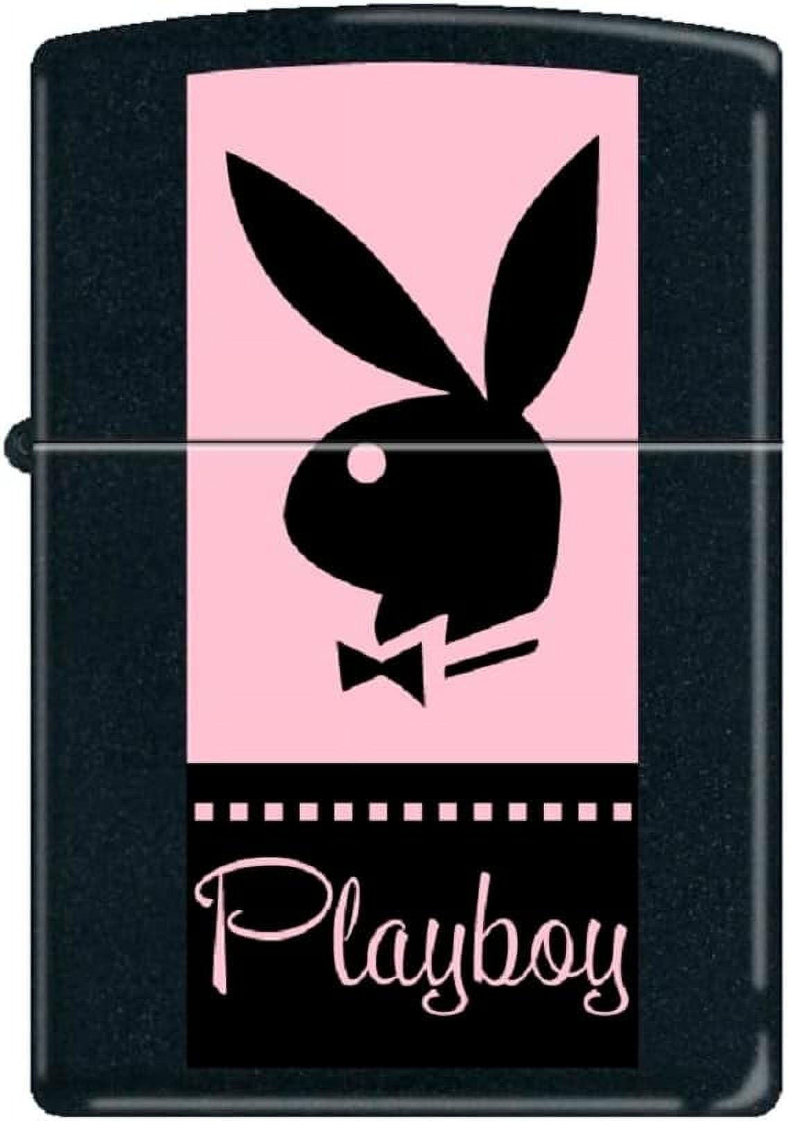 Zippo Lighter -for Playboy Rabbit Head Bunny Logo Pink Black Matte #Z5326