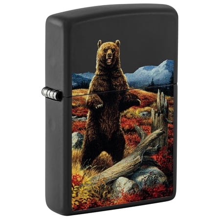 Zippo Linda Pickens Bear Design Black Matte Pocket Lighter