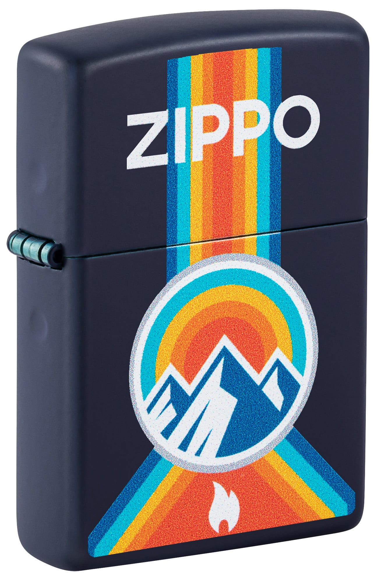 Zippo Logo Mountain Outdoor Logo Navy Matte Pocket Lighter