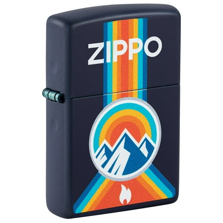Zippo Logo Mountain Outdoor Logo Navy Matte Pocket Lighter
