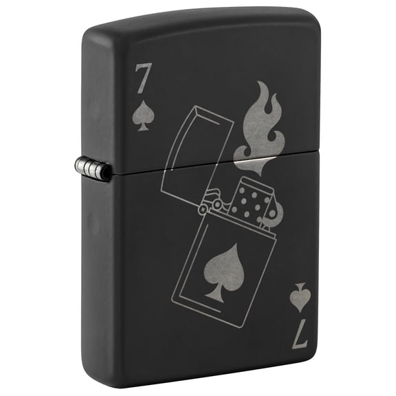 Zippo Lucky 7 Design Black Matte with Chrome Pocket Lighter (Black Lucky 7)