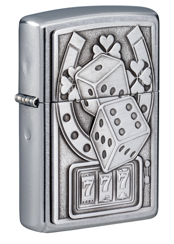 Engraved Dice Chrome Windproof Lighter