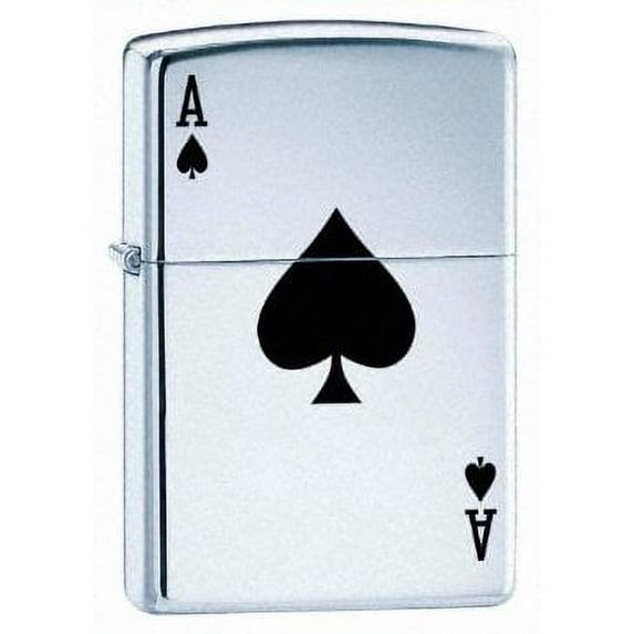 Zippo-Lucky-Ace-High-Polish-Chrome-Pocket-Lighter