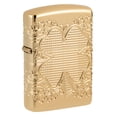 thumbnail image 1 of Zippo Lucky Clover Design Armor High Polish Gold Plate Pocket Lighter, 1 of 8