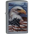 thumbnail image 1 of Zippo Mazzi Bald Eagle with Flag Street Chrome Pocket Lighter, 1 of 2