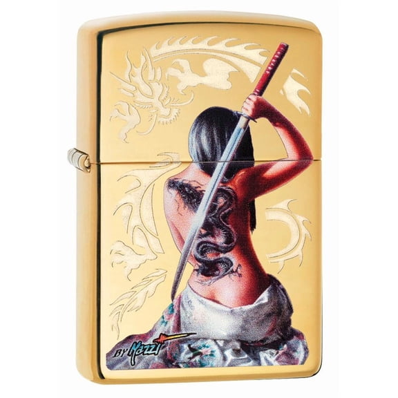 Zippo Mazzi Dragon Girl High Polish Brass Pocket Lighter