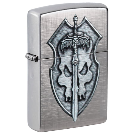 Zippo Medieval Skull Crest Linen Weave Pocket Lighter