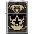 thumbnail image 1 of Zippo Military Skull with Mustache and Stars Satin Chrome Windproof Lighter New, 1 of 2
