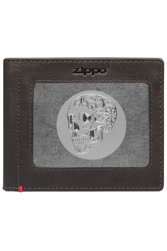 Mocha Cash Strap Wallet- Skull Metal Plate Design Y101