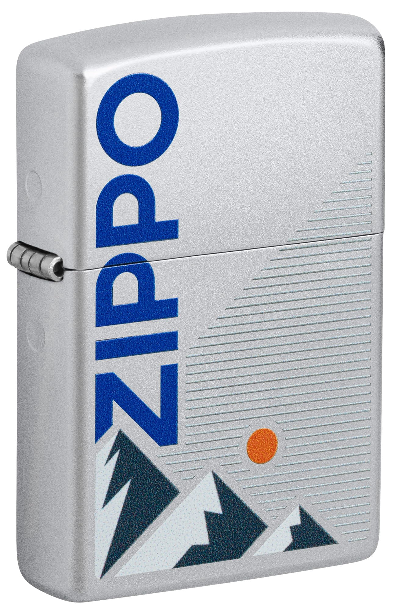 Zippo Pocket Lighter Mountain Design Satin Chrome (Chrome Zippo Mountain)