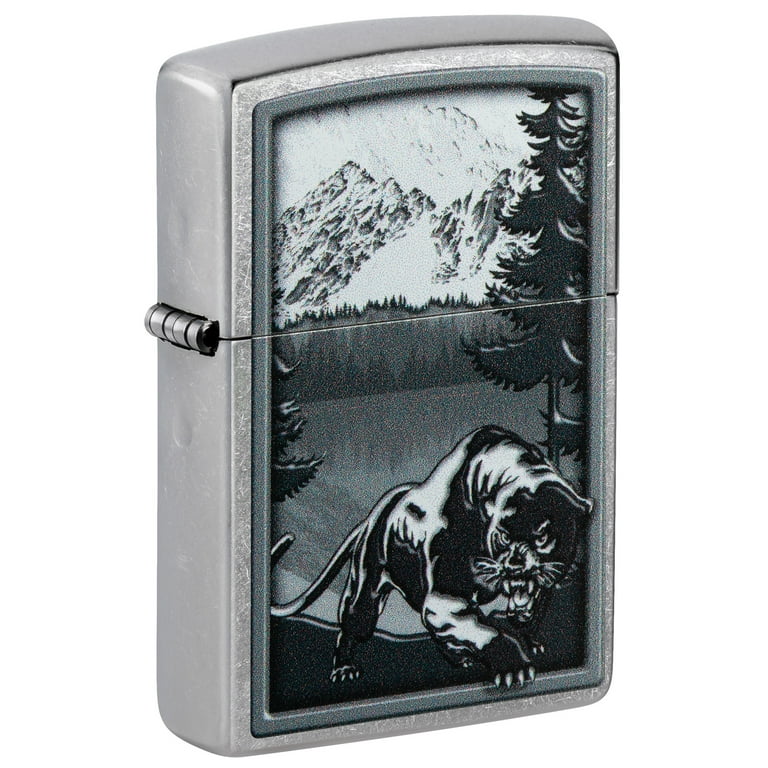 Zippo Street Chrome Pocket Lighter, Mountain Lion Design