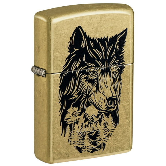 Zippo Nature Wolf Street Brass Pocket Lighter