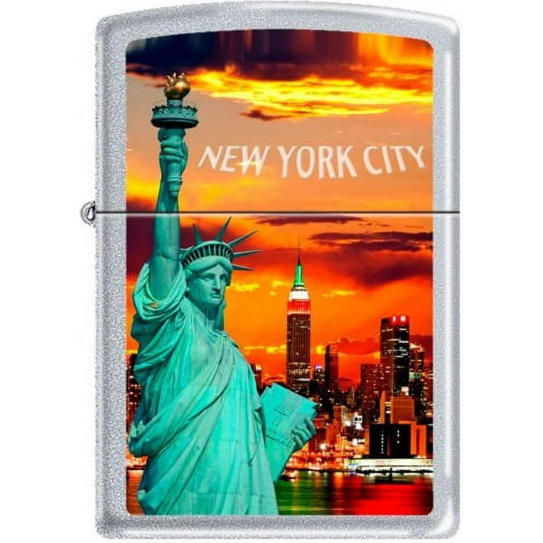Zippo New York City Statue Of Liberty Skyline Chrome Lighter