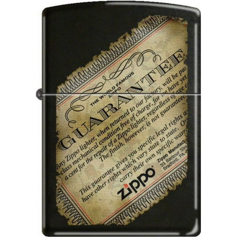 Zippo Original Guarantee on Black Matte Windproof Lighter RARE