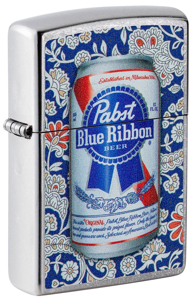 Zippo Pabst Blue Ribbon Can Street Chrome Pocket Lighter