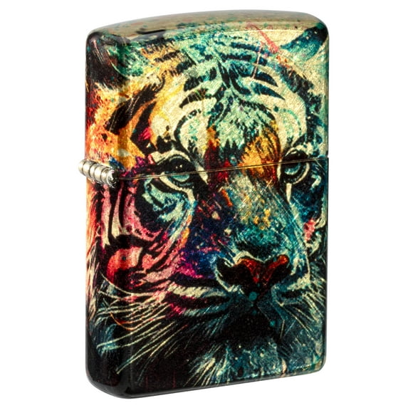 Zippo Painted Tiger Design 540 Tumbled Brass Pocket Lighter