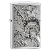 Zippo Patriotic Windproof Pocket Lighter, Brushed Chrome