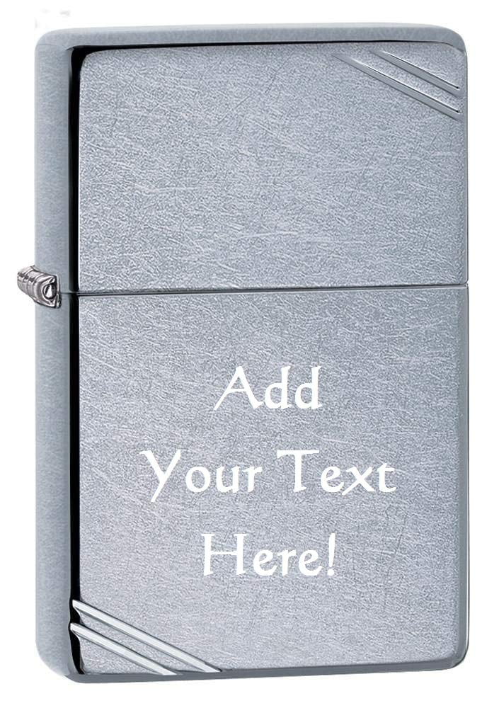 Zippo Personalized Chrome Windproof Lighter Custom Message Engrave (Vintage Street Chrome #267)