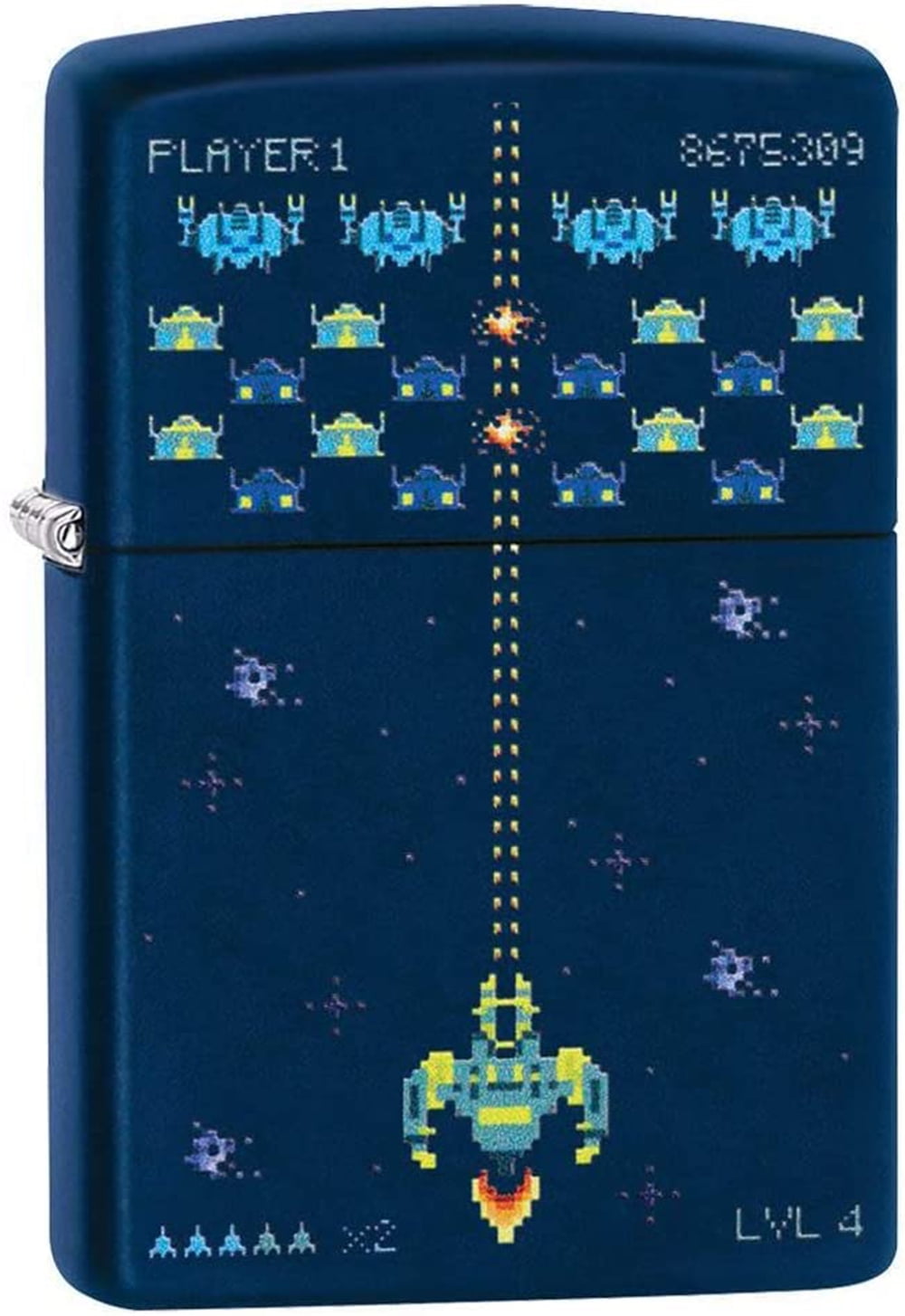 Zippo Pixel Game Design Matte Navy Windproof Pocket Lighter 49114