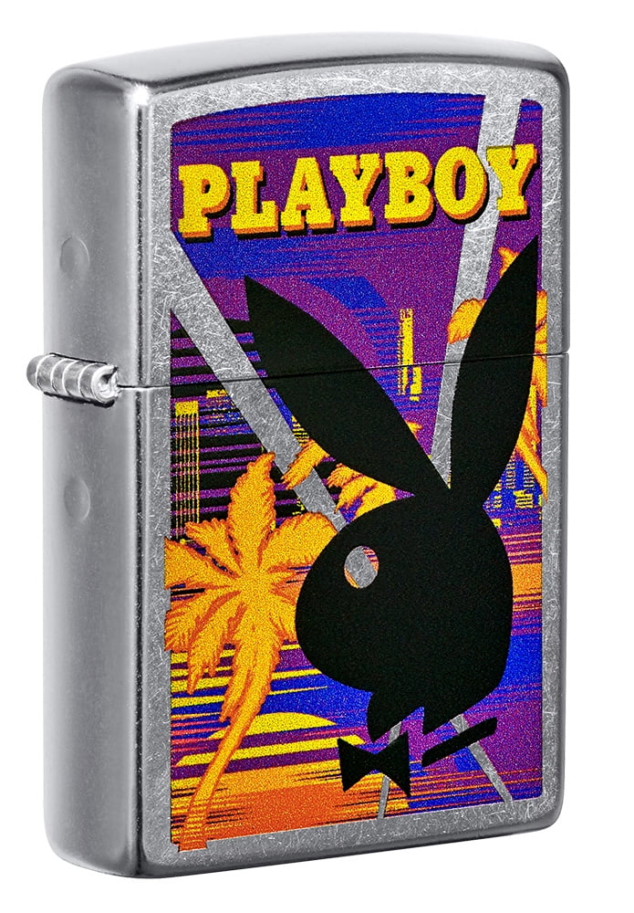 Zippo Playboy Rabbit Head Palm Tree Design Street Chrome Pocket Lighter