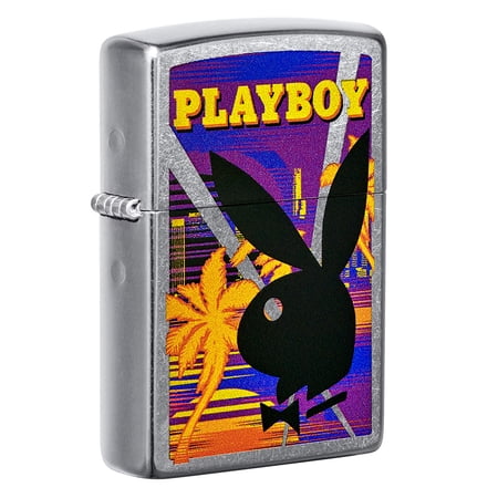 Zippo Playboy Rabbit Head Palm Tree Design Street Chrome Pocket Lighter