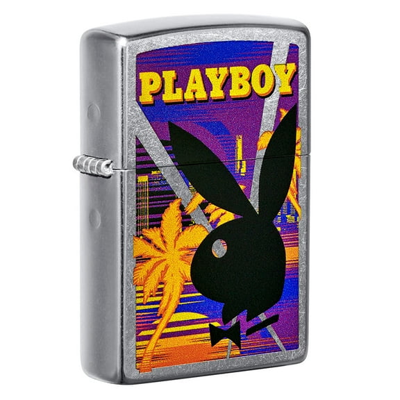 Zippo Playboy Rabbit Head Palm Tree Design Street Chrome Pocket Lighter