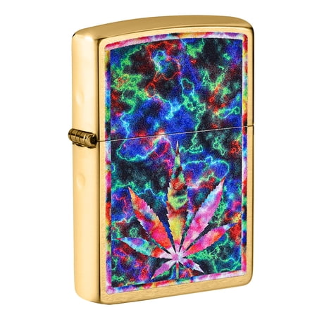 Zippo Psychedelic Leaf Brushed Brass Pocket Lighter