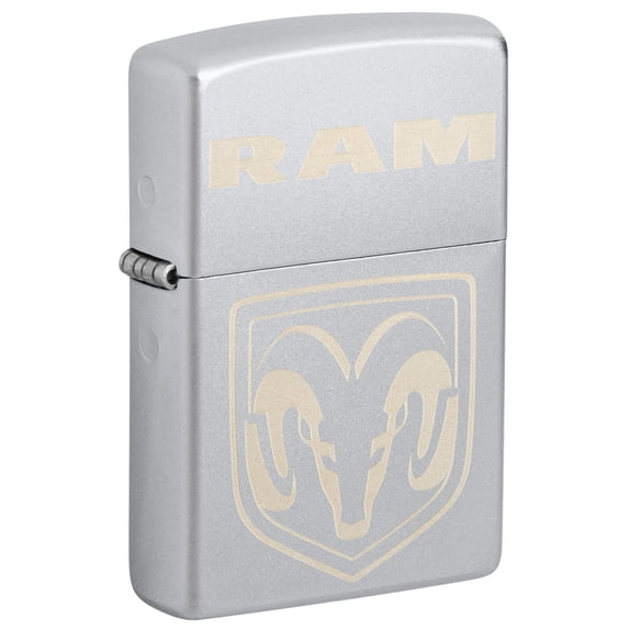 Zippo RAM Laser Engraved Satin Chrome Pocket Lighter