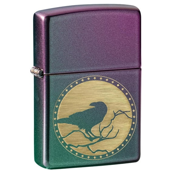 Zippo Raven Silhouette Design Iridescent Pocket Lighter