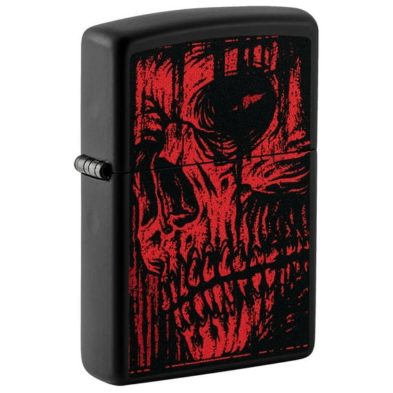Zippo Red Skull Design Black Matte Pocket Lighter