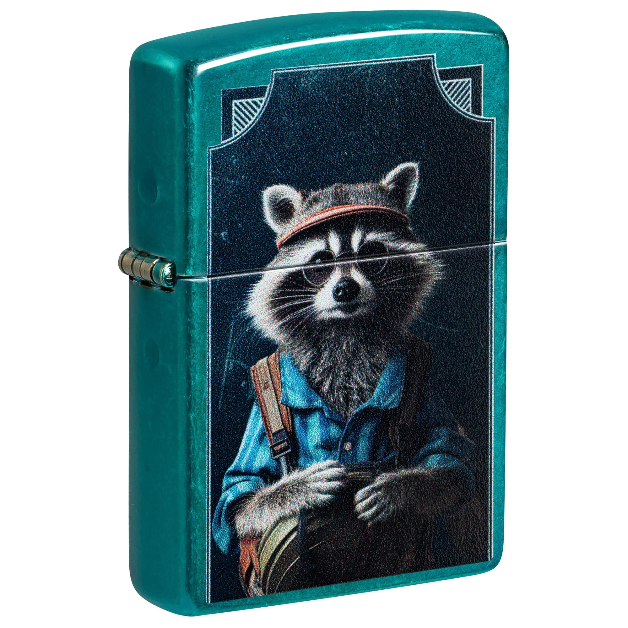 Zippo Pocket Lighter Refined Raccoon Design Translucent Candy Teal (Teal Refined Raccoon)