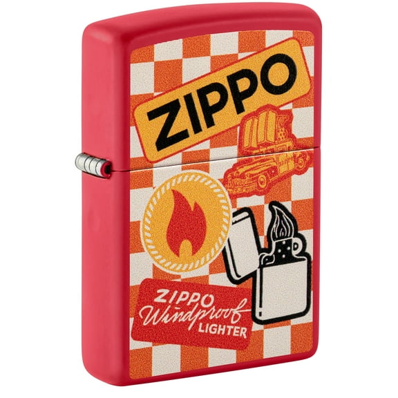Zippo Retro Design Red Matte Pocket Lighter