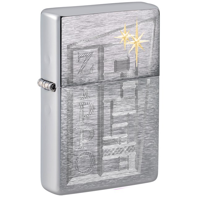 Zippo Retro Zippo Design Vintage Brushed Chrome Pocket Lighter