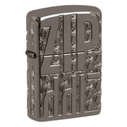 ولاعة جيب ثلجية سوداء من Zippo بتصميم Zippo منحوتة عكسيًا