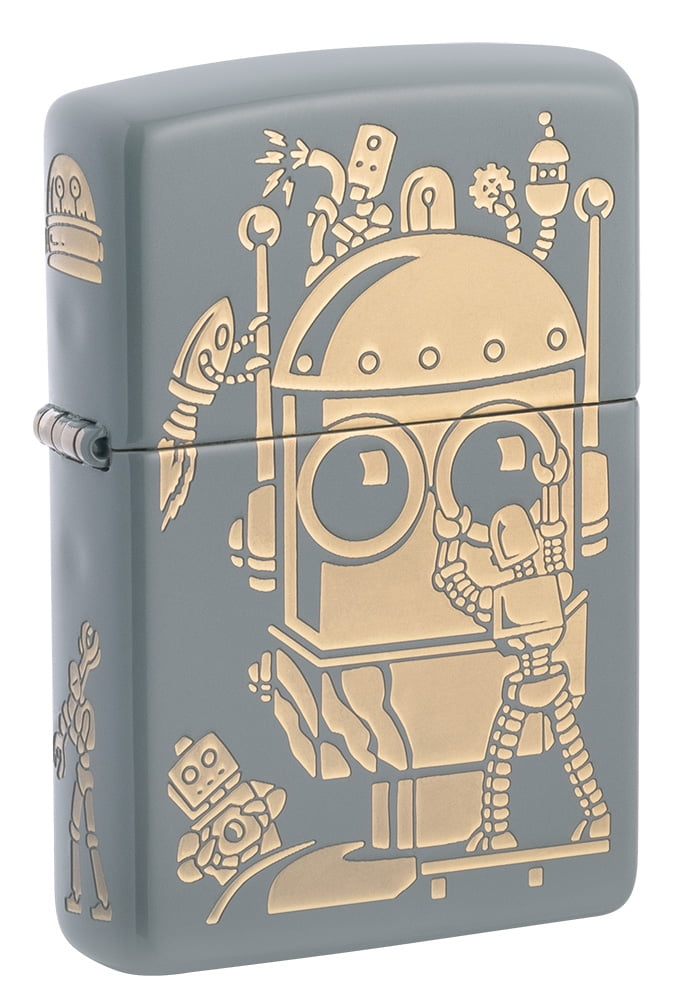Zippo Robot Design Flat Grey Pocket Lighter - Walmart.com