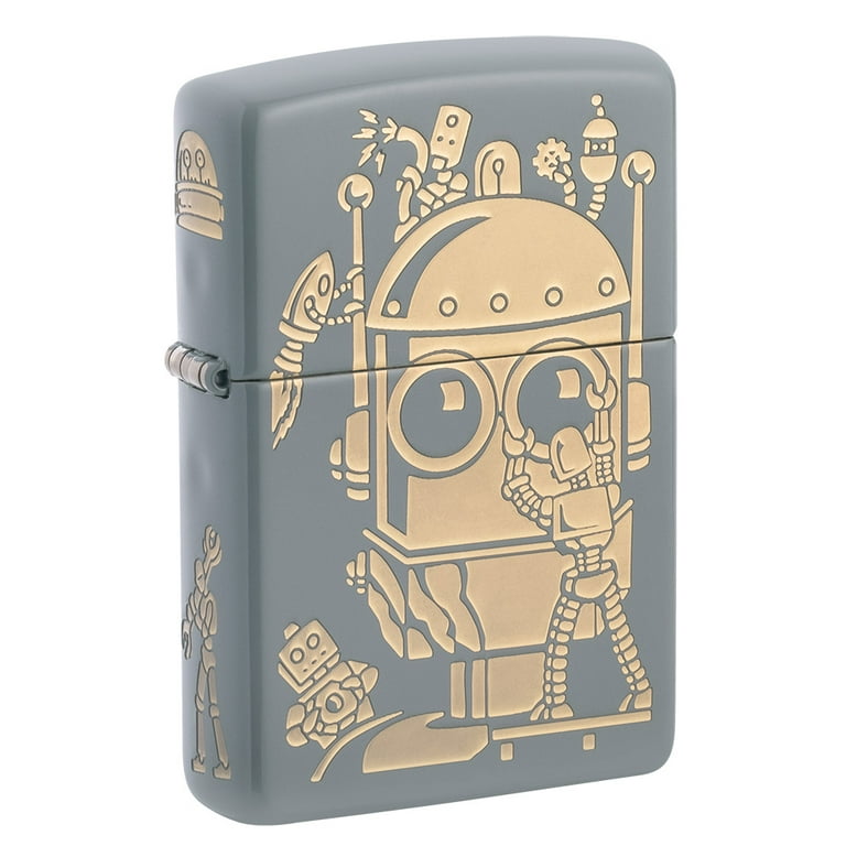 Zippo Robot Design Flat Grey Pocket Lighter - Walmart.com