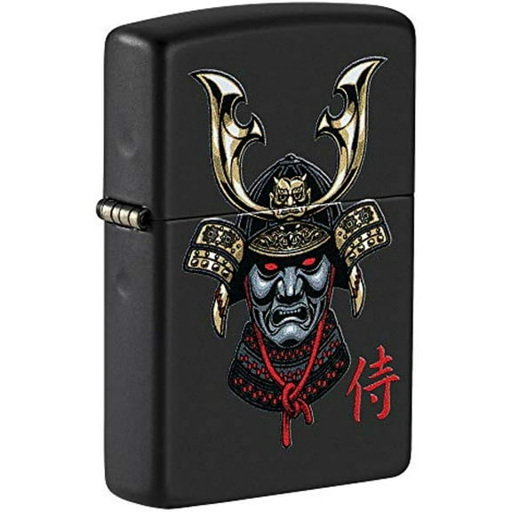 Zippo Samurai Helmet Design Black Matte Pocket Lighter, One Size