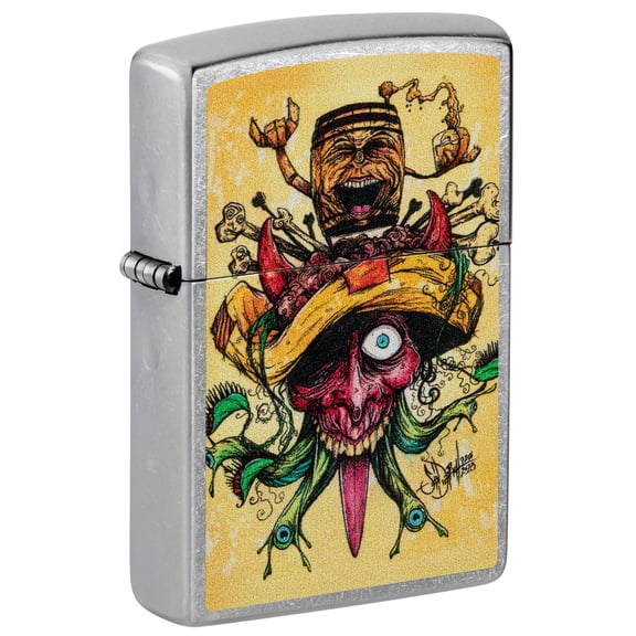 Zippo Sean Dietrich Devil Bull Design Street Chrome Pocket Lighter