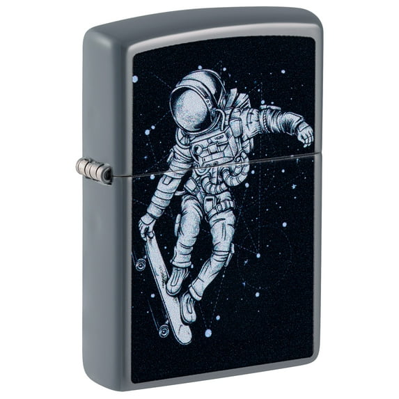 Zippo Skateboarding Astronaut Design Flat Grey Pocket Lighter