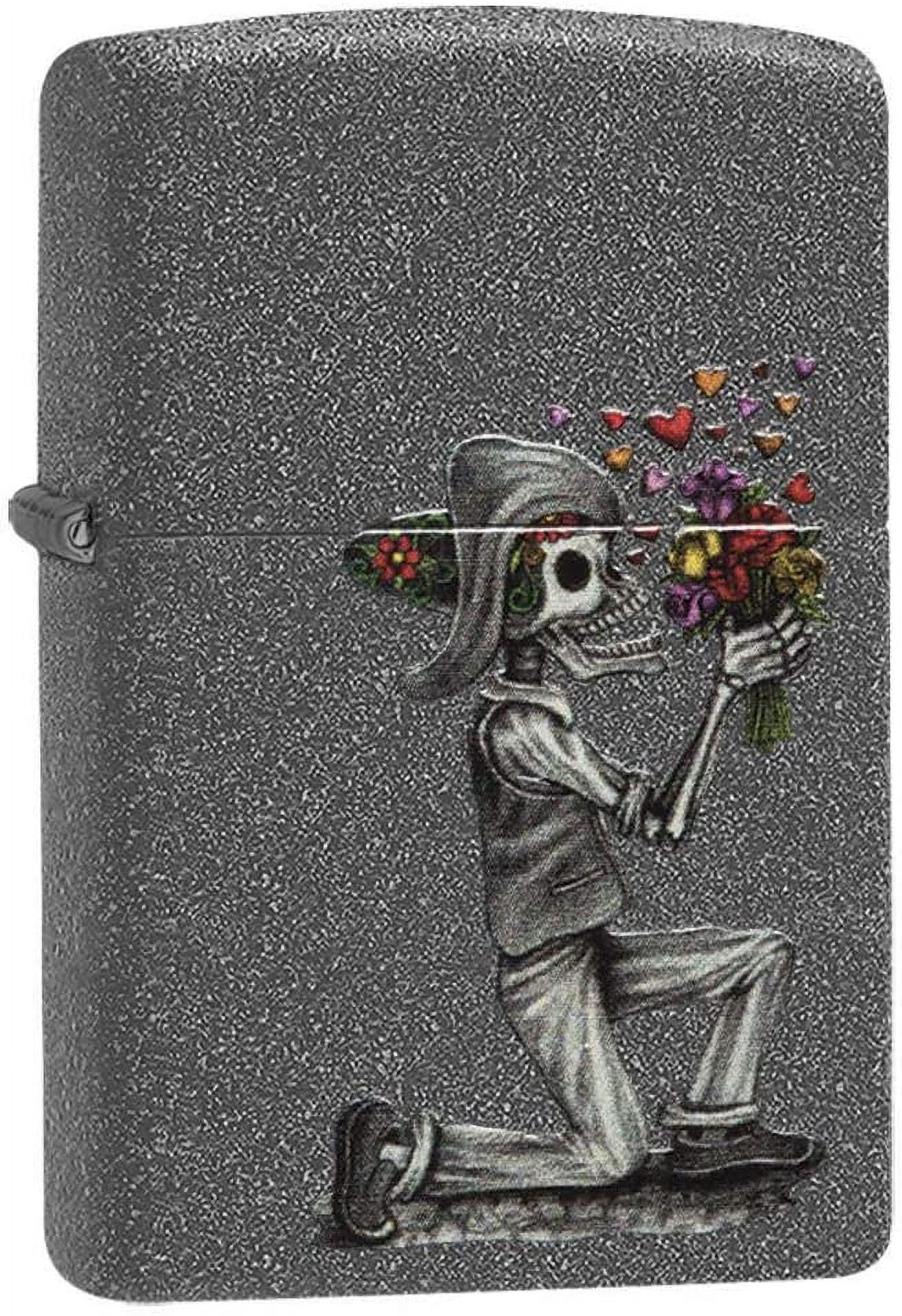 Zippo Skeleton Flowers Iron Stone Gift Set Pocket Lighters