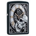 thumbnail image 1 of Zippo Skull Clock Design Black Matte Pocket Lighter, 1 of 17