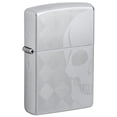 thumbnail image 1 of Zippo Skull Design Auto Engraved Satin Chrome Pocket Lighter, 1 of 7